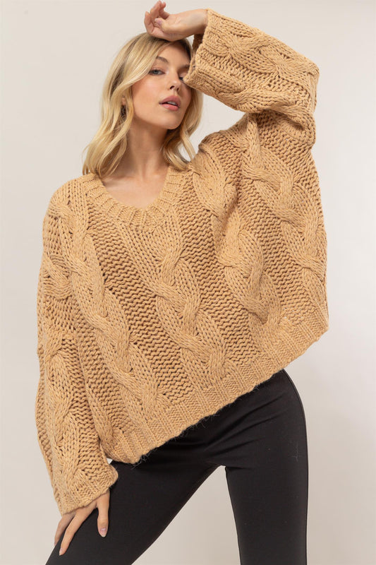 Taupe V-Neck Sweater