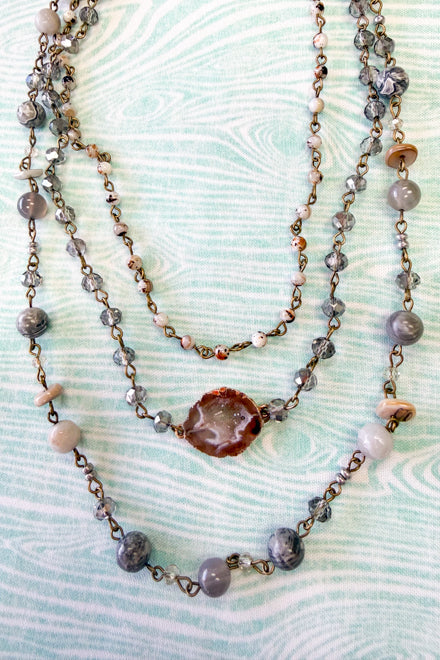 Florence Short Necklace - Grey