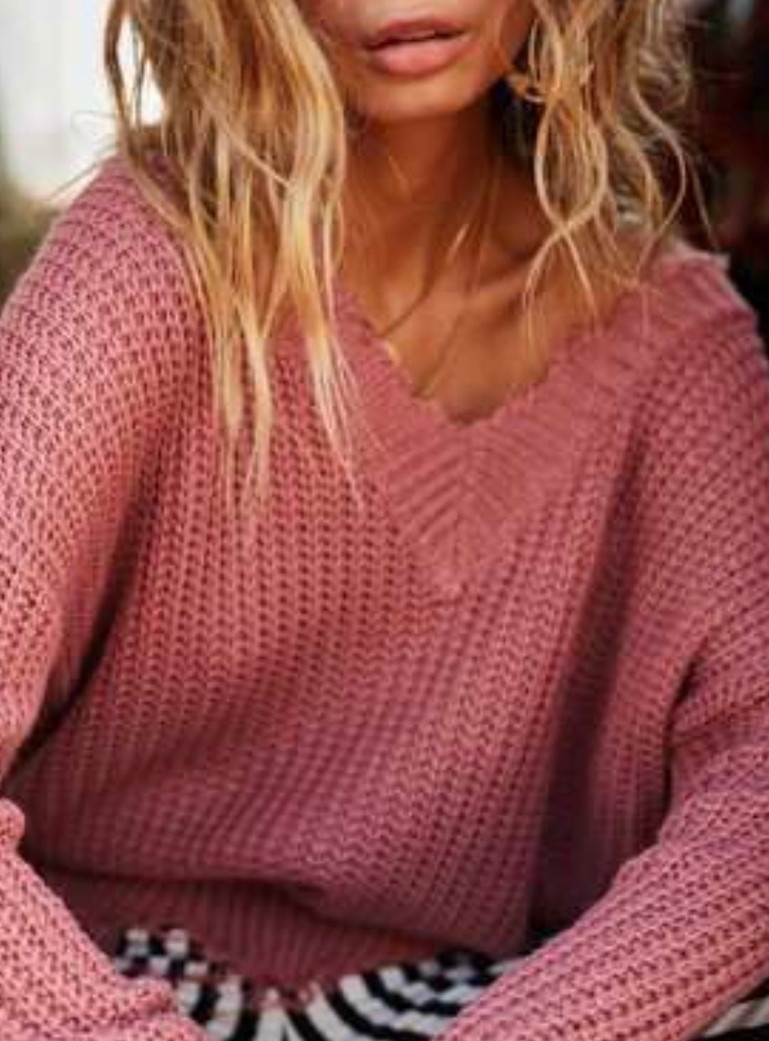 Frayed V Neck Sweater