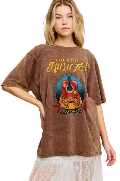 Country Music Fest Brown Top