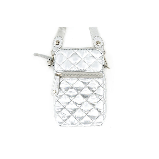 Silver Quilted Cellphone Holder