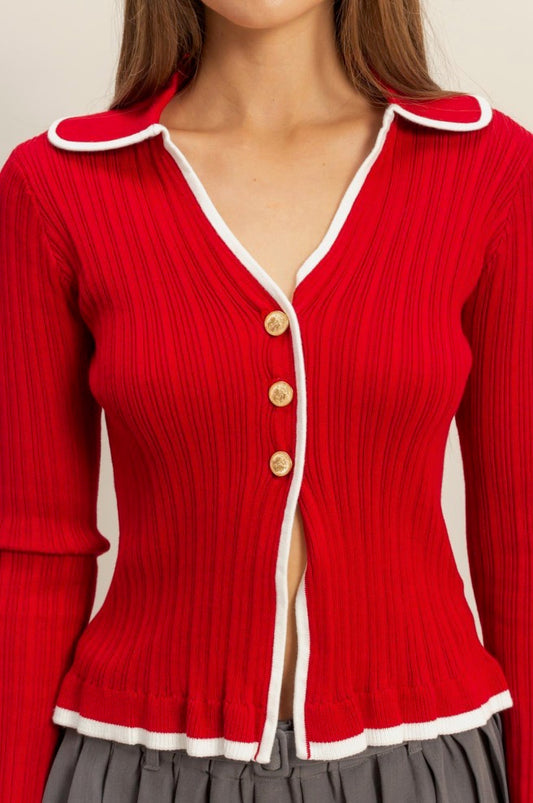 Burgundy Cropped Cardigan