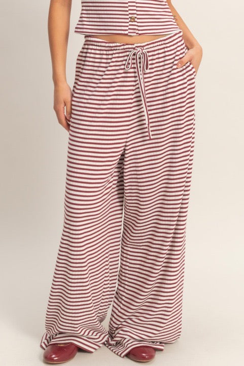 Wide leg striped pants