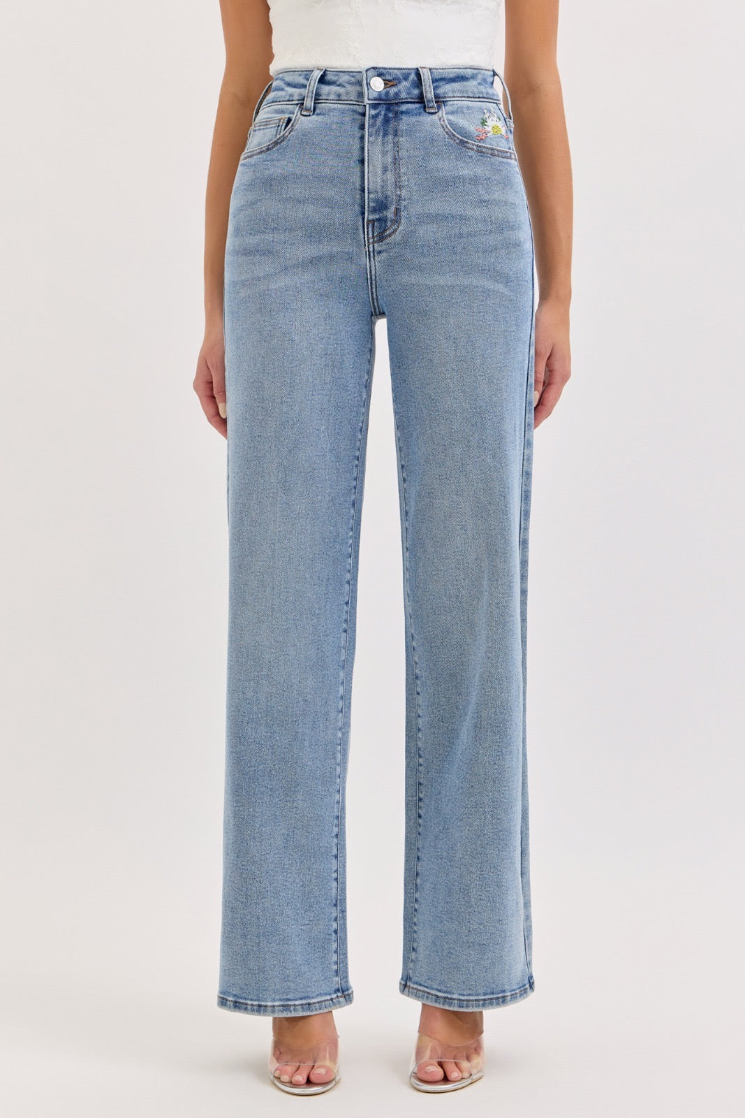 Wide Leg Denim w Floral