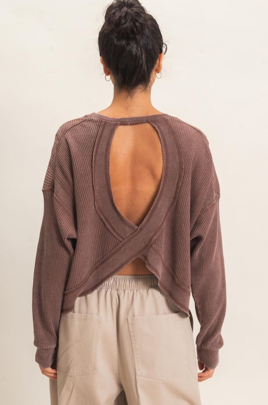 Brown Open Back Top