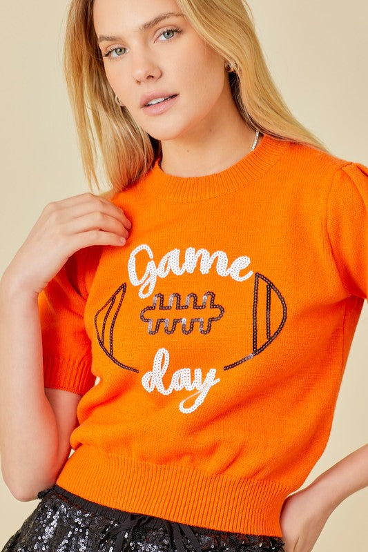 Sequin Embroidered Game Day Sweater Top