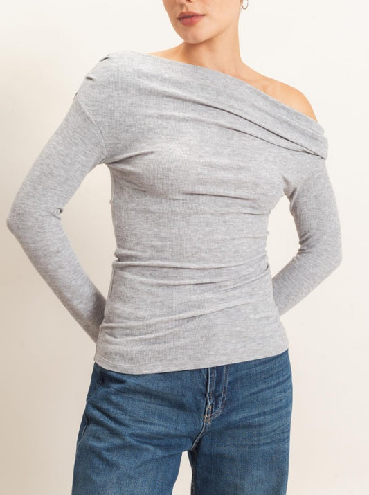Gray Off The Shoulder Top