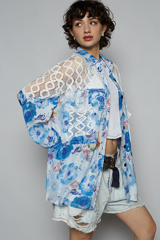 Floral and Lace Shacket