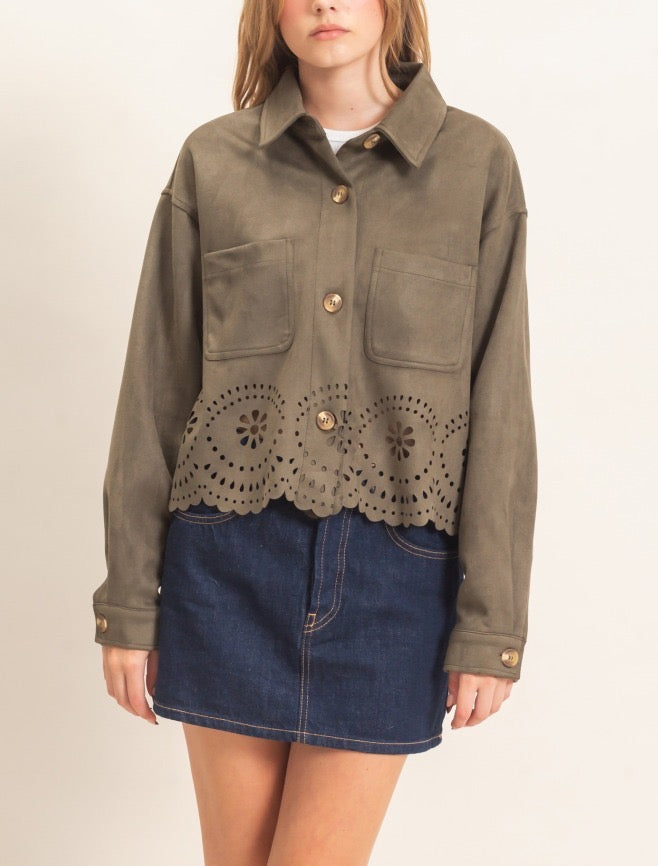 Jacket with Eyelet Trim