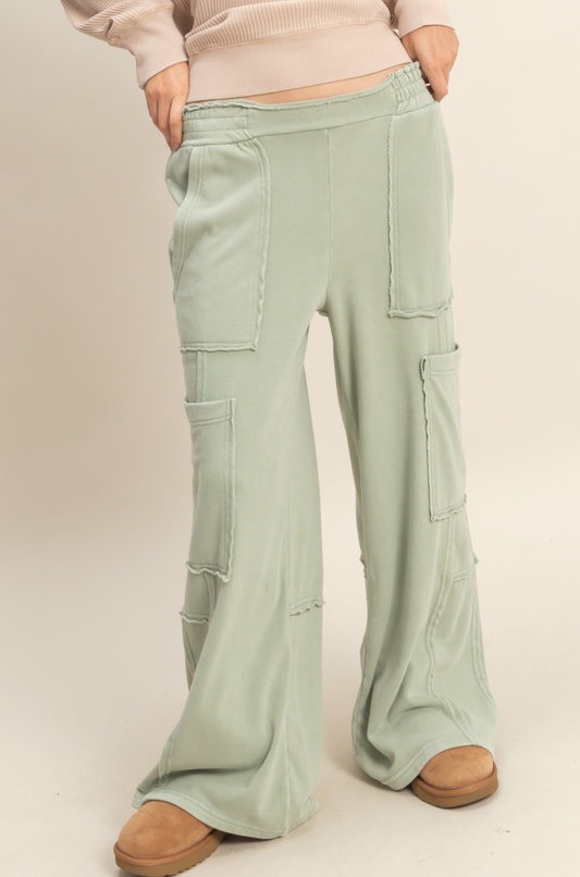 Sage Green Oversized Cargo Joggers