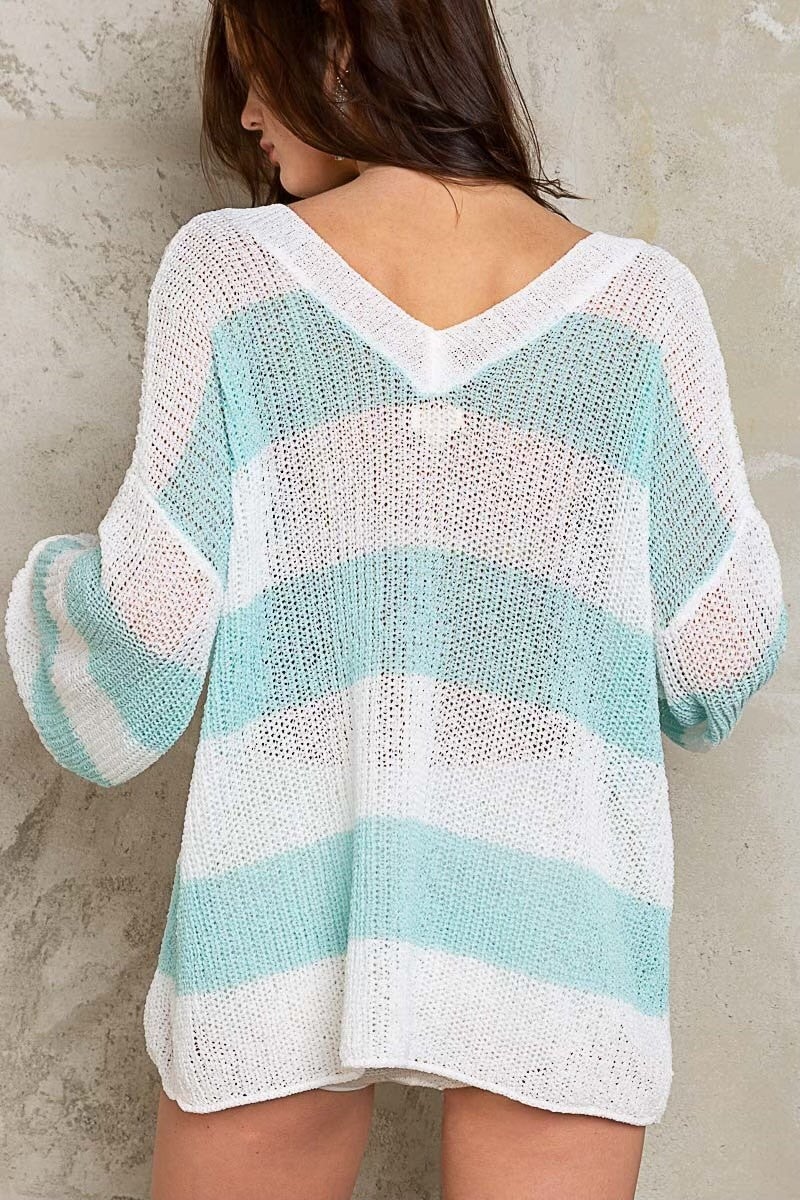 Aqua Striped Sweater