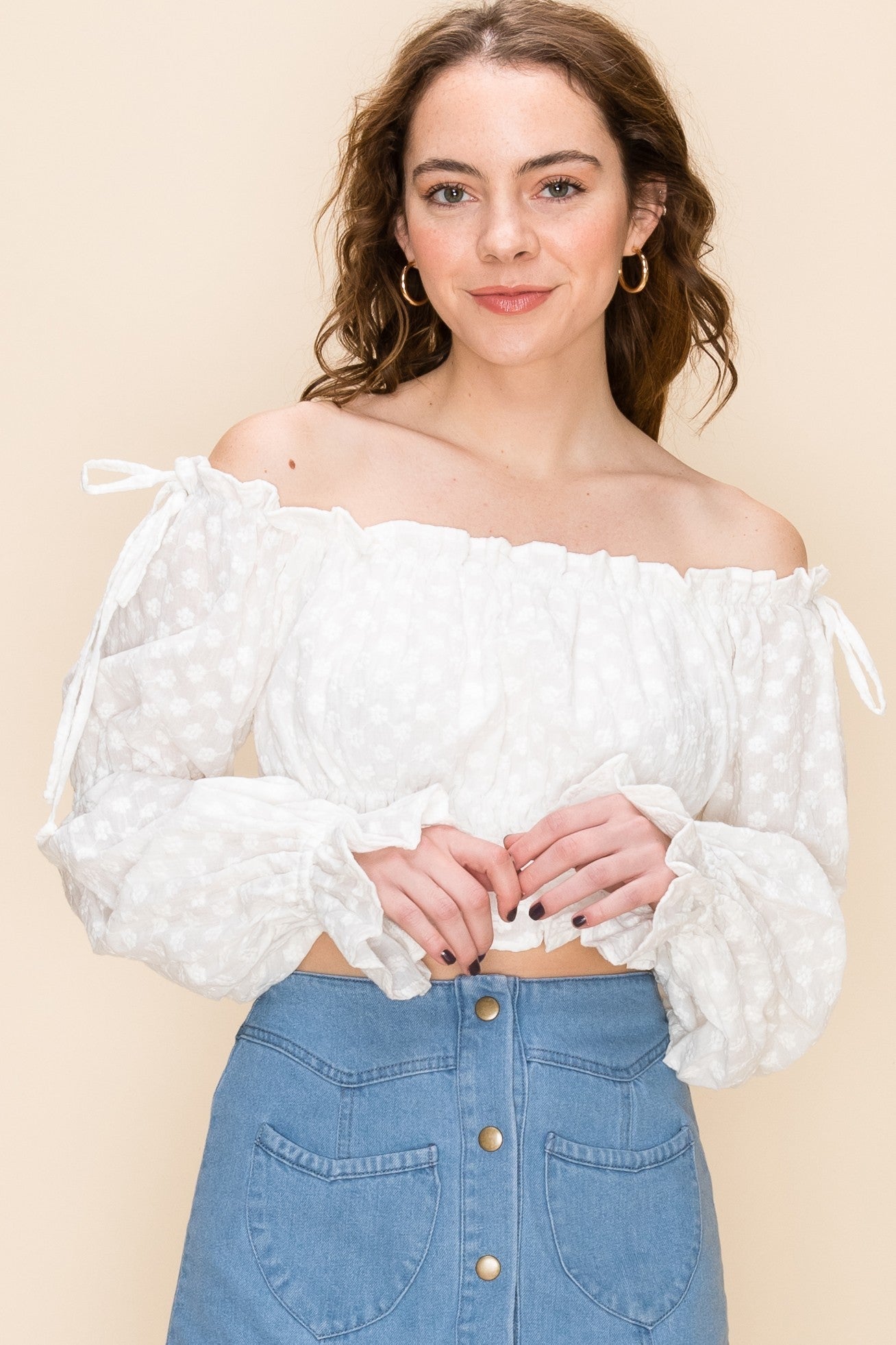 white cropped top