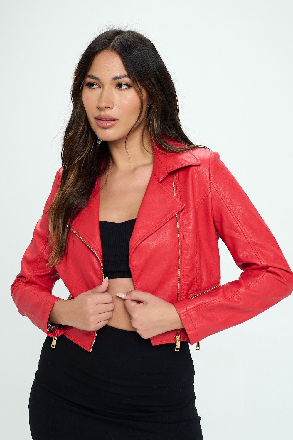 Red Vegan Leather Jacket