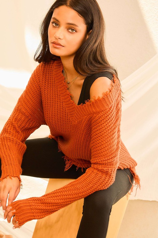 Gabbi Frayed Sweater V2