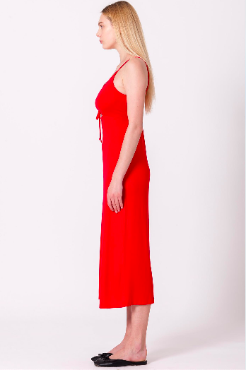 Indie Red Cinch Front Midi Dress