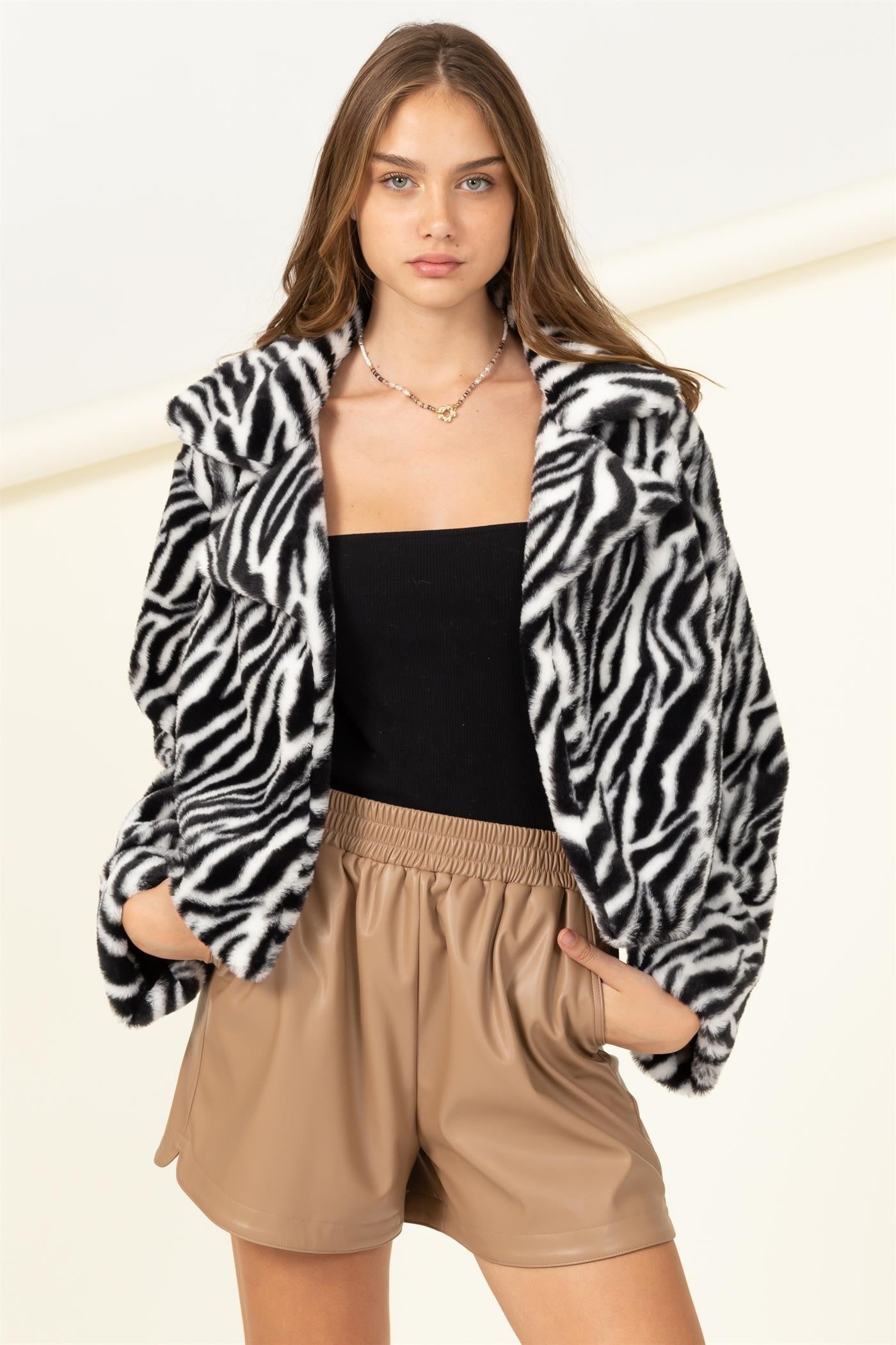 Short Fur Zebra Jacket
