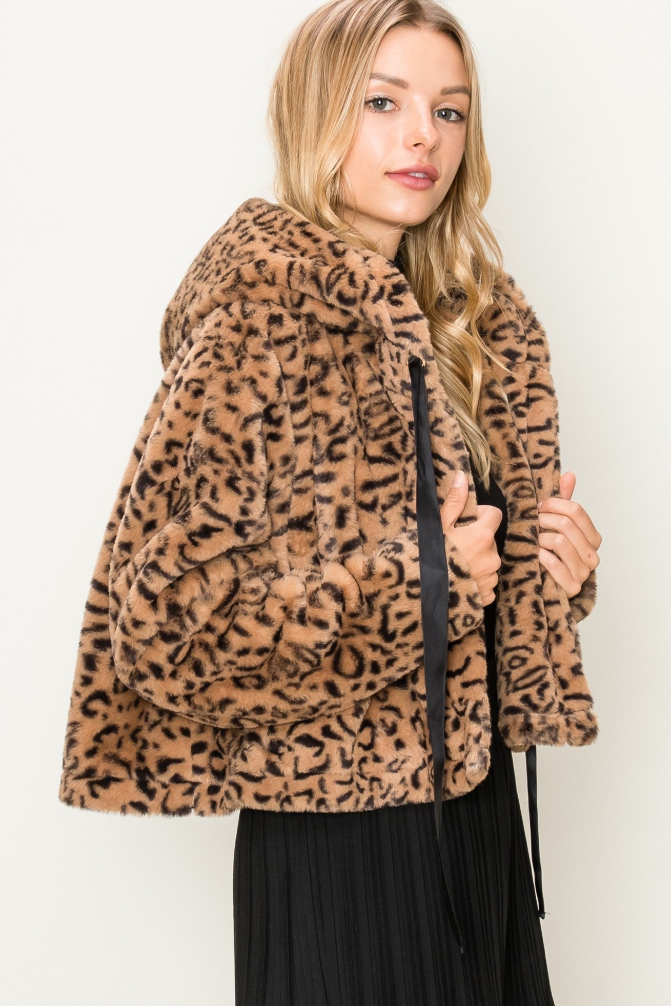 leopard fur jacket with hood