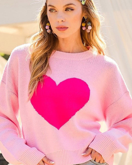 Martina Pink Heart Sweater