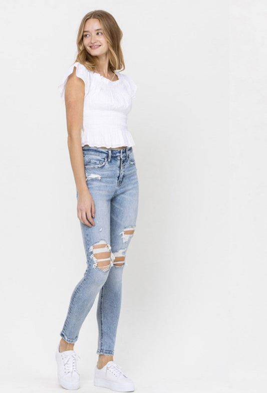 Haylie Distressed Denim Jeans