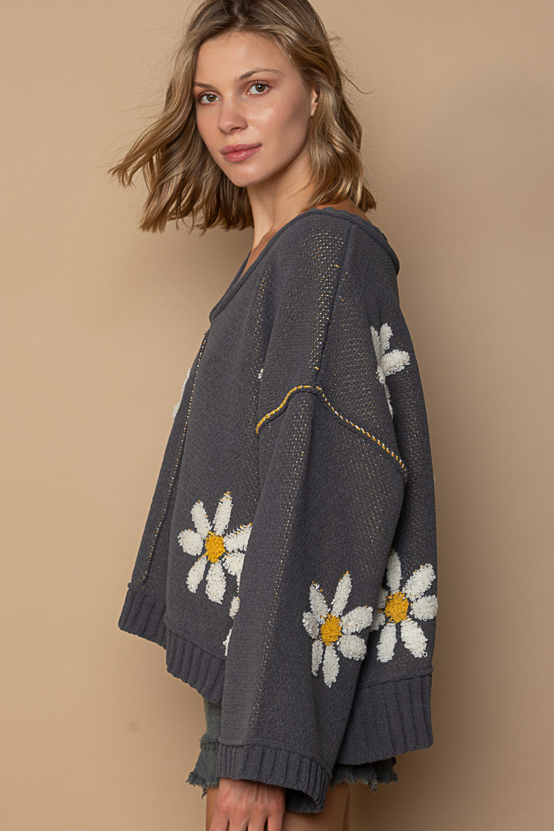 Charcoal Flower Sweater