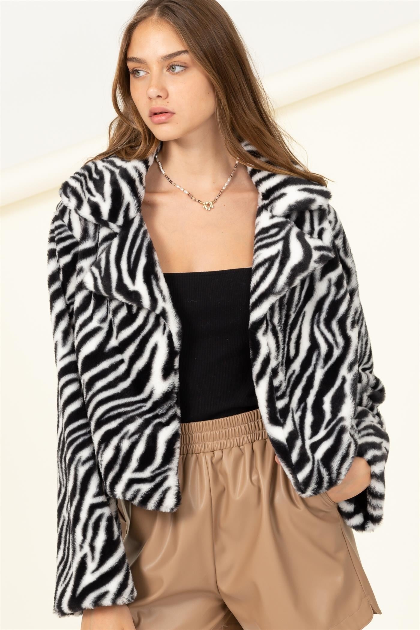 Short Fur Zebra Jacket