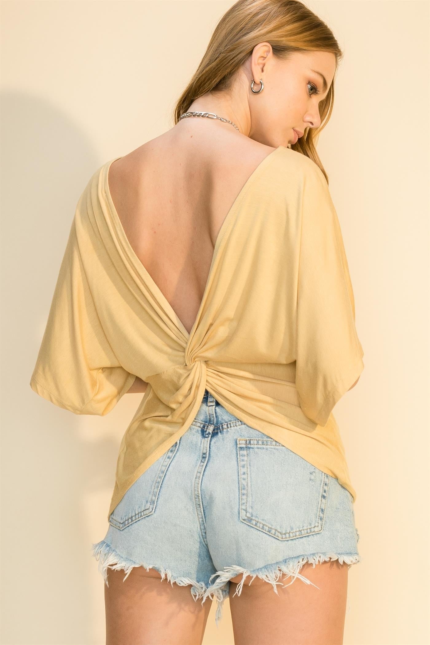 Knit Top with Open Back
